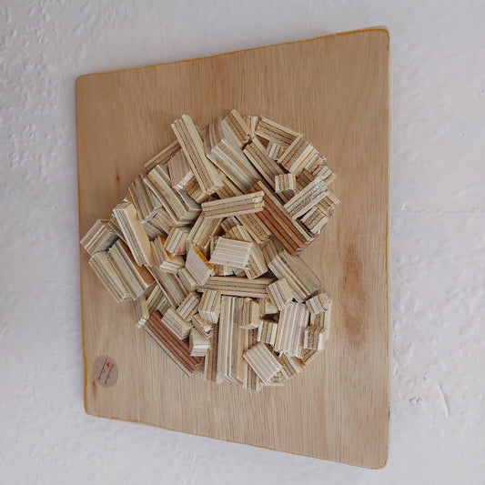 Handmade wooden heart stripe ply wood decoration