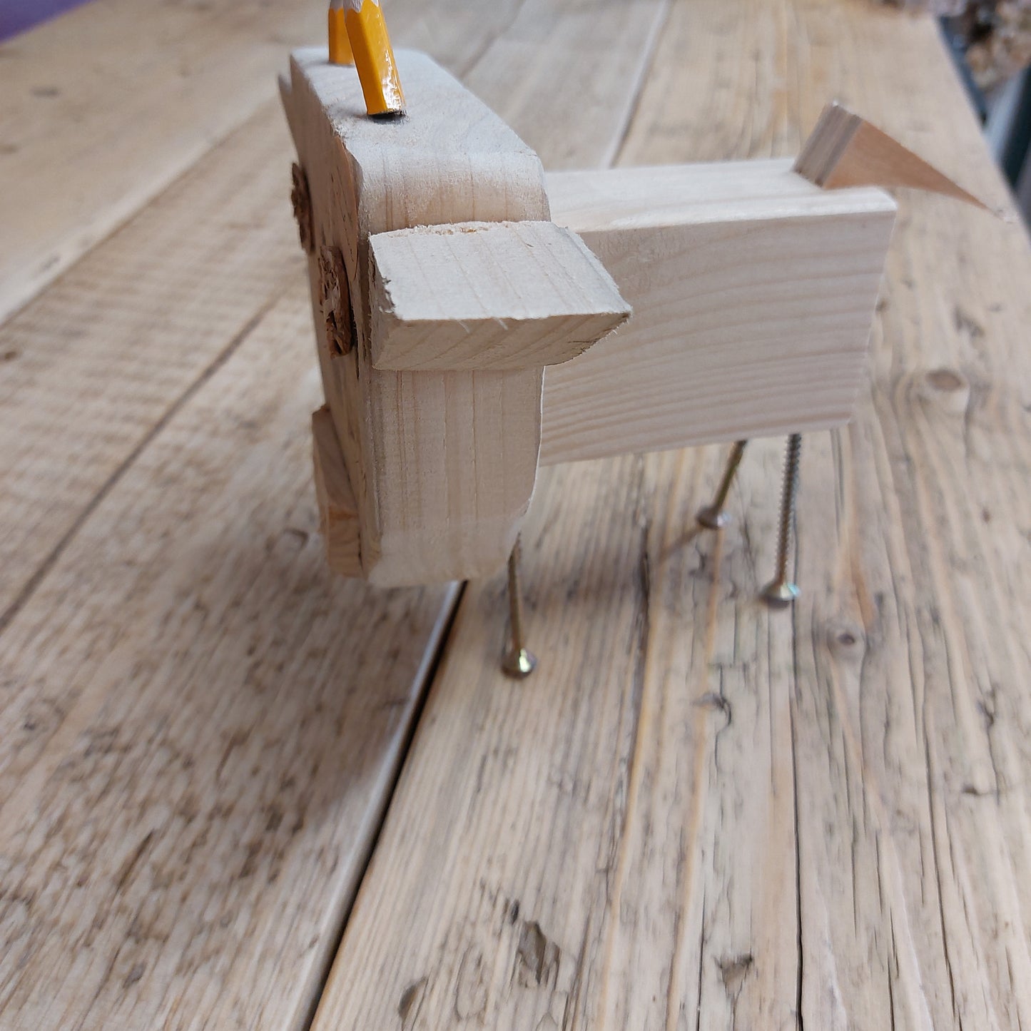 Handmade wooden cow