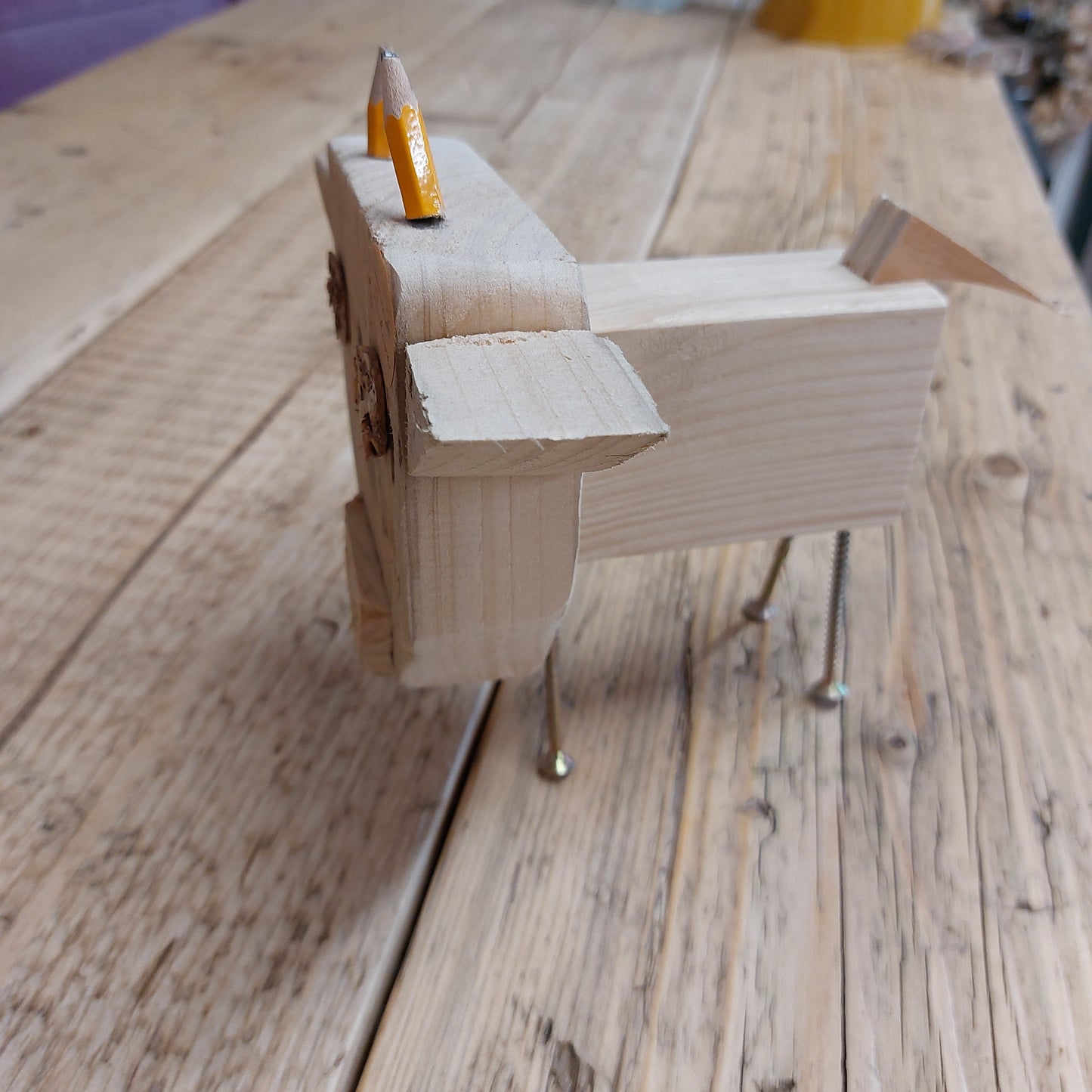 Handmade wooden cow