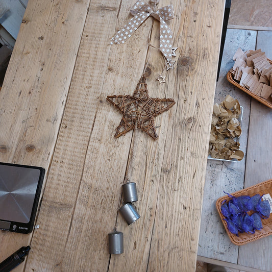 Handmade door hanger wall hanging stars with bells