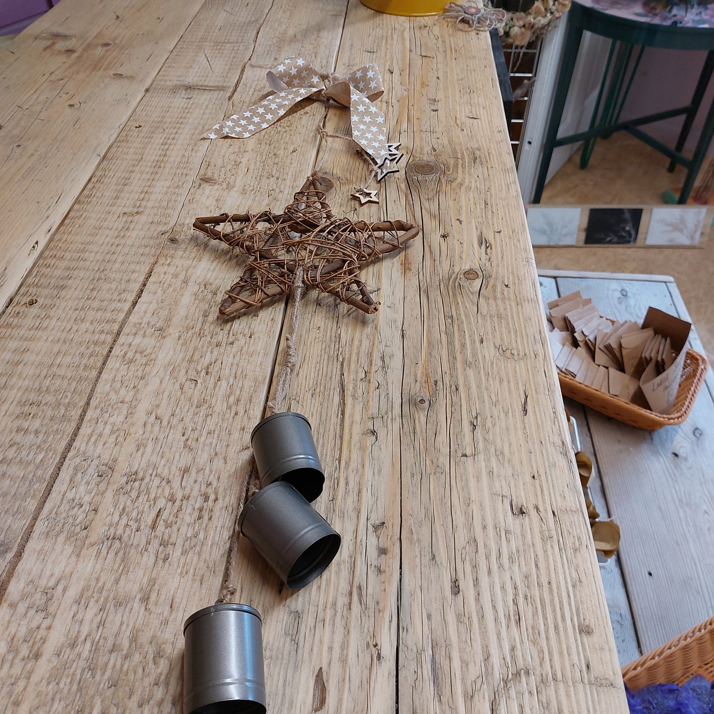 Handmade door hanger wall hanging stars with bells